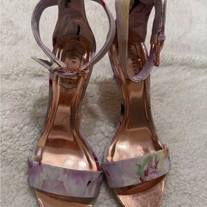 Ted Baker Lilac Floral Open-Toe Ankle-Strap Heels